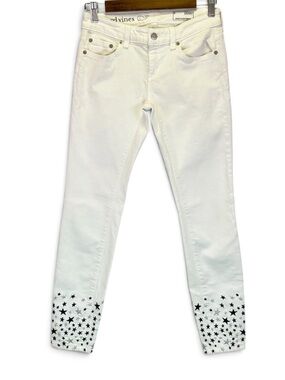Vineyard Vines Women’s White Skinny Jeans Embroidered Stars Size 0